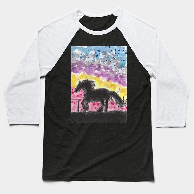 Horse  colorful sky Baseball T-Shirt by SamsArtworks